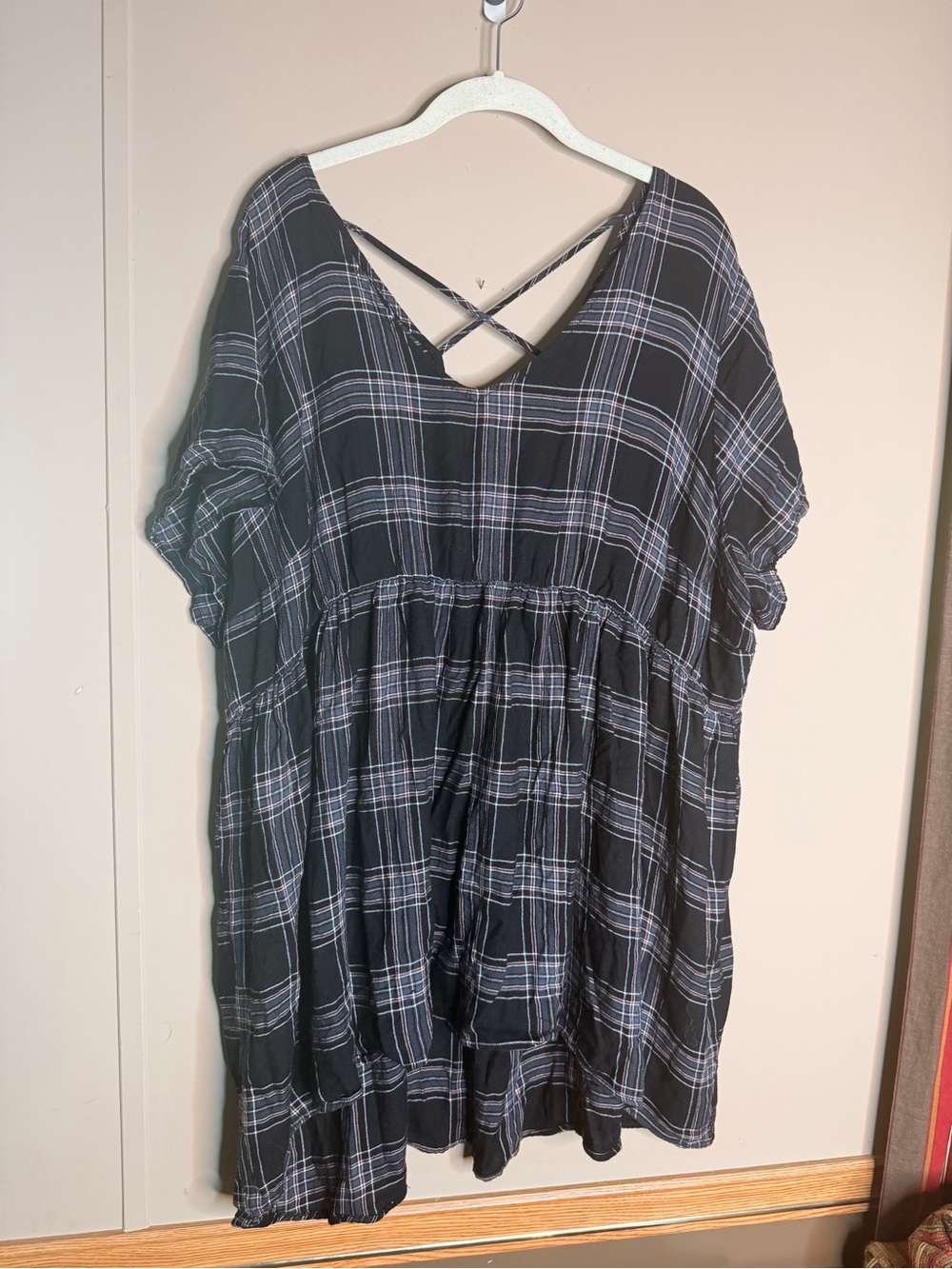 torrid Black and White Plaid Crisscross-Back Tunic